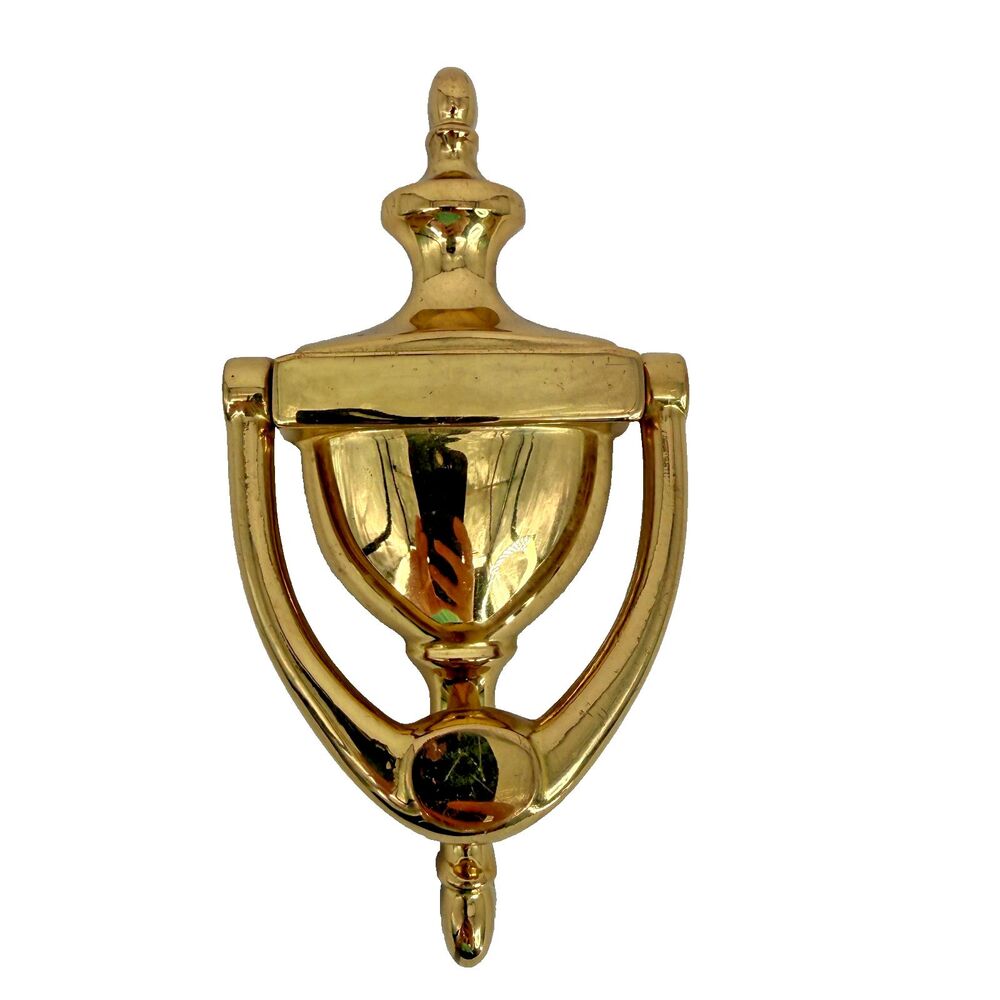 Vintage Polished Brass Colonial Urn Door Knocker Front Entry Hardware 3.25 X 6
